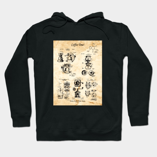 Coffee Addict Gift Patent Art Hoodie by MadebyDesign